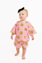 Load image into Gallery viewer, Pink Bolt Smiley Face Check Slouchy Set
