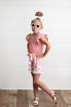 Load image into Gallery viewer, Girls Pink Lace Checkered Ruffle Short Set