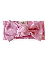 Load image into Gallery viewer, Pink Flower / Organic Pointelle Bow: 0-6M
