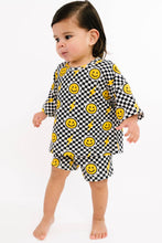 Load image into Gallery viewer, Black Bolt Smiley Face Check Slouchy Set