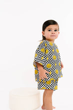 Load image into Gallery viewer, Black Bolt Smiley Face Check Slouchy Set