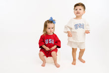 Load image into Gallery viewer, White USA Embroidered Slouchy Set