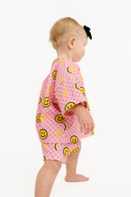 Load image into Gallery viewer, Pink Bolt Smiley Face Check Slouchy Set