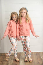 Load image into Gallery viewer, Kids Terra Cotta Ruffle Hoodie and Check Leggings Set