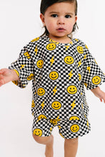 Load image into Gallery viewer, Black Bolt Smiley Face Check Slouchy Set