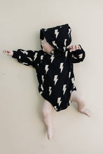 Load image into Gallery viewer, Hooded Bubble Romper | Black Bolts