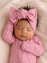 Load image into Gallery viewer, Pink Flower / Organic Pointelle Bow: 0-6M
