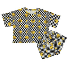 Load image into Gallery viewer, Black Bolt Smiley Face Check Slouchy Set
