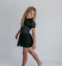 Load image into Gallery viewer, Kids Black Velvet Sheer Skirted Ballet Dance Leotard
