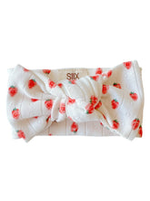 Load image into Gallery viewer, White Strawberry / Organic Pointelle Bow: 0-6M
