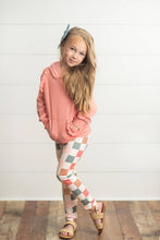 Load image into Gallery viewer, Kids Terra Cotta Ruffle Hoodie and Check Leggings Set
