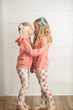 Load image into Gallery viewer, Kids Terra Cotta Ruffle Hoodie and Check Leggings Set
