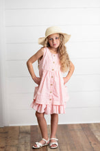 Load image into Gallery viewer, Girls Pink &amp; White Gingham Check Pocket Ruffle Spring Dress
