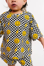 Load image into Gallery viewer, Black Bolt Smiley Face Check Slouchy Set
