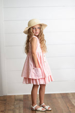 Load image into Gallery viewer, Girls Pink &amp; White Gingham Check Pocket Ruffle Spring Dress
