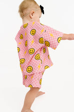 Load image into Gallery viewer, Pink Bolt Smiley Face Check Slouchy Set
