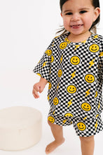 Load image into Gallery viewer, Black Bolt Smiley Face Check Slouchy Set
