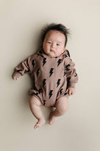 Load image into Gallery viewer, Hooded Bubble Romper  | Mocha Bolts
