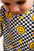 Load image into Gallery viewer, Black Bolt Smiley Face Check Slouchy Set
