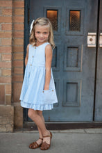 Load image into Gallery viewer, Blue &amp; White Gingham Pocket Ruffle Spring Dress
