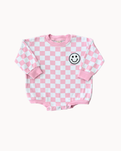 Load image into Gallery viewer, Bubble Romper | Checkered Smiley Pink
