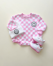 Load image into Gallery viewer, Bubble Romper | Checkered Smiley Pink
