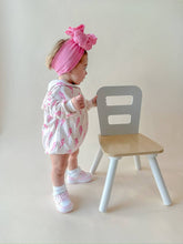 Load image into Gallery viewer, Hooded Bubble Romper | Pink Bolts
