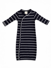 Load image into Gallery viewer, Black/White Stripe / Ribbed Gown: 0-3M
