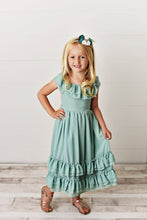 Load image into Gallery viewer, Kids Mint Spring Easter Summer Fancy Ruffle Back Dress
