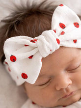 Load image into Gallery viewer, Ladybug / Organic Pointelle Bow: 0-6M
