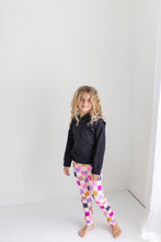 Load image into Gallery viewer, Kids Dark Gray Ruffle Hoodie &amp; Checkered Leggings Set
