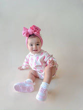 Load image into Gallery viewer, Hooded Bubble Romper | Pink Bolts
