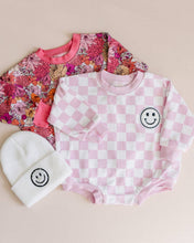 Load image into Gallery viewer, Bubble Romper | Checkered Smiley Pink
