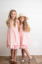 Load image into Gallery viewer, Girls Pink &amp; White Gingham Check Pocket Ruffle Spring Dress
