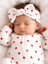 Load image into Gallery viewer, Ladybug / Organic Pointelle Bow: 0-6M
