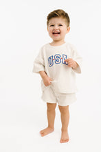 Load image into Gallery viewer, White USA Embroidered Slouchy Set
