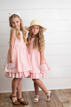 Load image into Gallery viewer, Girls Pink &amp; White Gingham Check Pocket Ruffle Spring Dress
